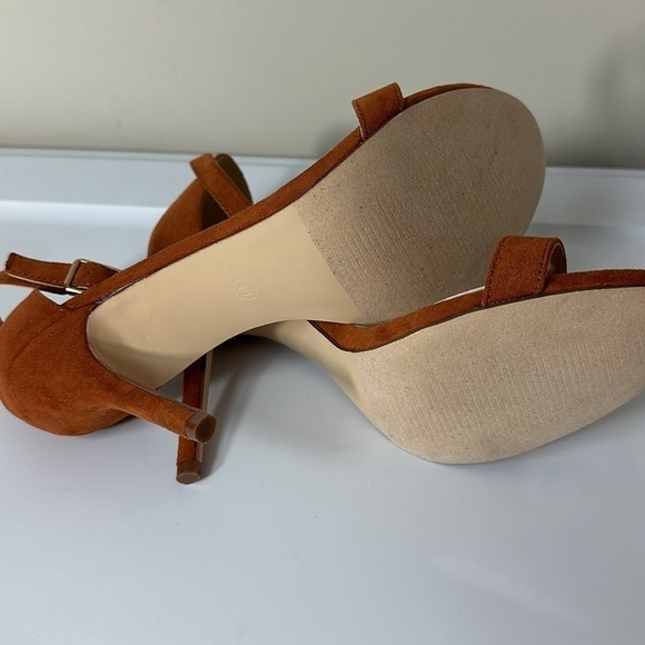 Lulus Elsi Rust Suede Single Strap Heels 10 - Picture 5 of 6